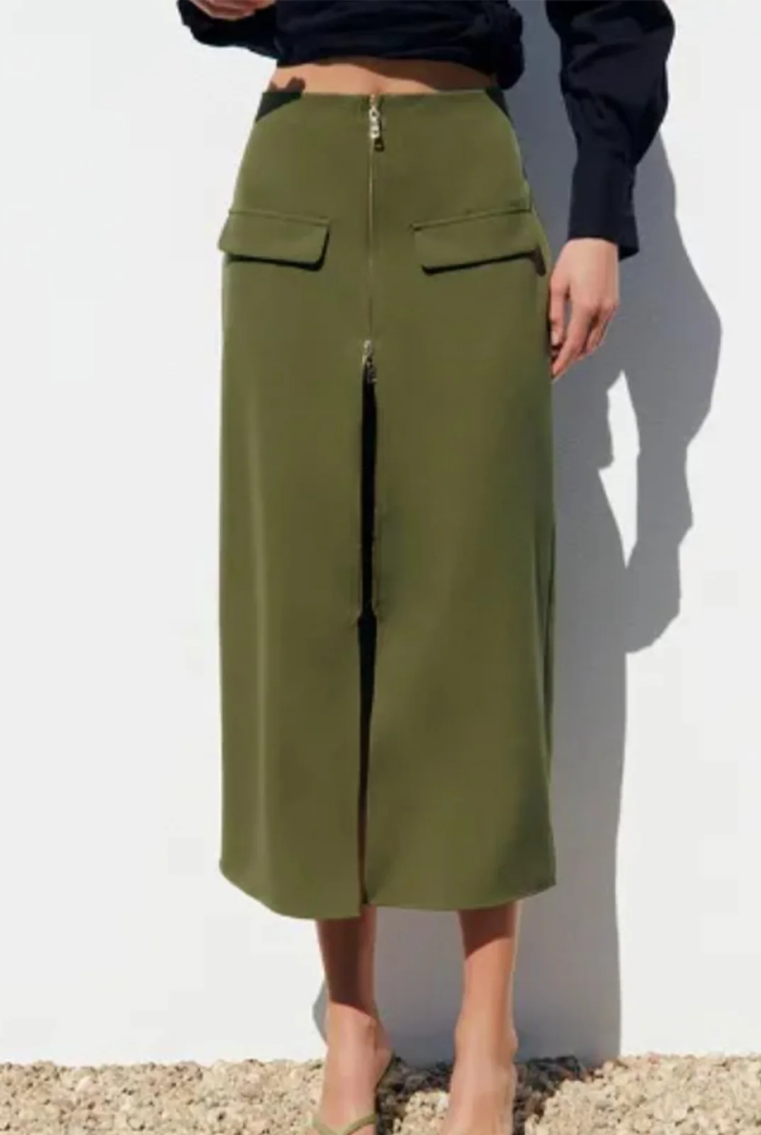 Zara cargo midi skirt