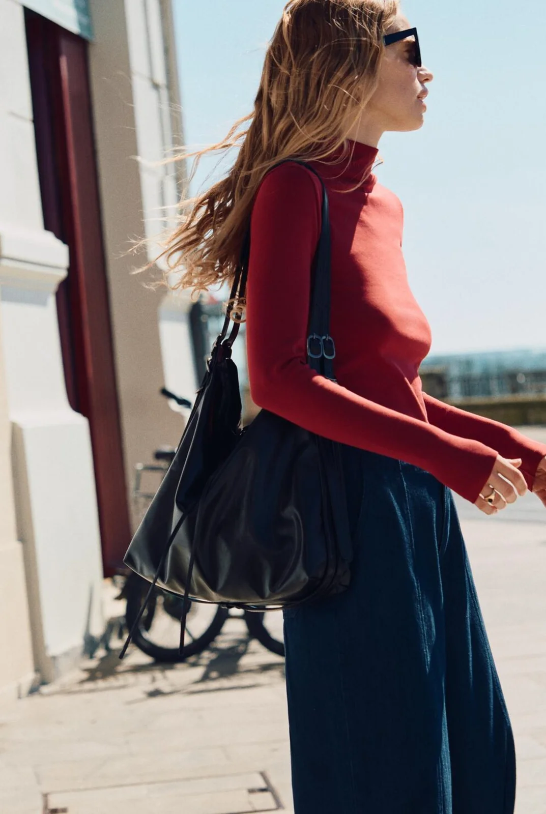Zara Burgundy turtleneck Blouse
